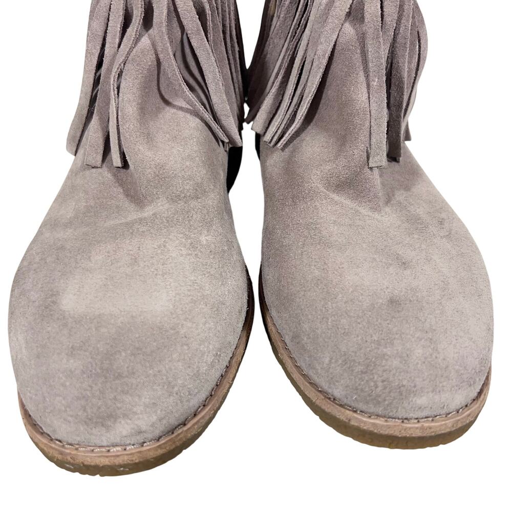Kate Spade Betsie Suede Fringe Ankle Boots 10.5 M Gray Boho Folk Western Used - Picture 7 of 11